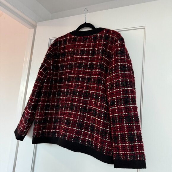 NWT Anine Bing Lydia Wool Blazer Jacket Plaid Tweed Gold-tone Buttons Sz Large - Picture 8 of 9